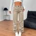 Women's Casual Loose Straight Leg Trousers Multi Pocket Functional Military Style Umbrella Pattern American New Autumn Summer_ecoleips.com