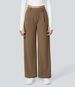 Elegant High-Waisted Straight Leg Pants For Women – Stretchy Office & Casual Trousers, Lightweight Breathable Fabric, Comfort Fit_ecoleips.com