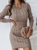 Women's Long Sleeve Round Neck Bodycon Sweater Dress - Fall Winter Stretchy Knit Casual Tunic Pullover_ecoleips.com