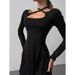 French-Inspired Design With Square Neckline And Belt, A Stylish A-Line Skirt That Flatters The Waist, Perfect For Women_ecoleips.com