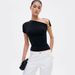's Stylish Irregular-neck Hollow-out T-shirt For Women, Summer Sweet Spicy Style, Moisture-wicking, Comfortable_ecoleips.com