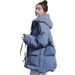 Women's Quilted Hooded Puffer Jacket – Korean-Inspired Slim Fit Winter Coat (S-XL, Black/White/Blue)_ecoleips.com