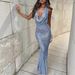 Elegant Sheer Sequin Slit Dress – Strappy Backless Bodycon Dress With Adjustable Ties (Black, XXS-XL)_ecoleips.com