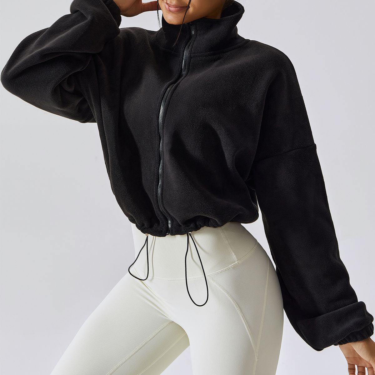 Women’s Clothing Plush Yoga Sports Jacket Women's Double Sided Austrian Fleece Stand Up Collar Top Loose Warm Outdoor Fitness Casual Jacket_ecoleips.com