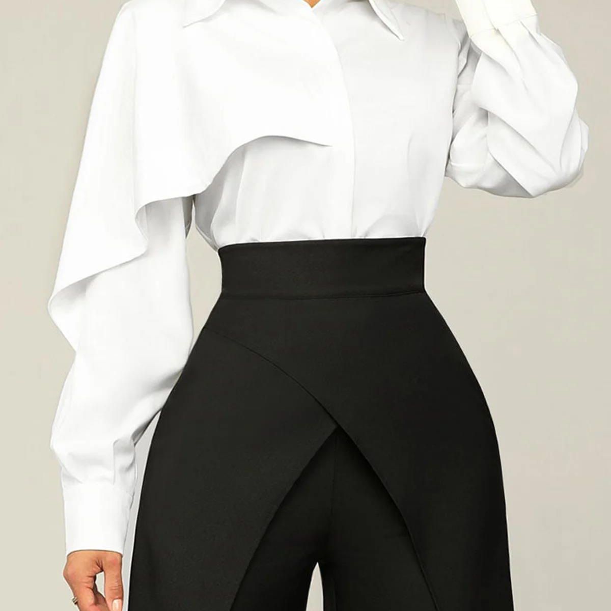 Women's Casual Versatile Solid Color Long Sleeve Shirts European American Style Spring Autumn Fashion Top_ecoleips.com
