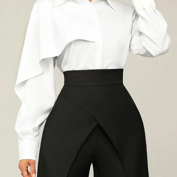 Women's Casual Versatile Solid Color Long Sleeve Shirts European American Style Spring Autumn Fashion Top_ecoleips.com