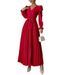 Women's Clothing Women's Elegant Light Luxury Pleated Dress Style Solid Color Cross Neck Full Swing For Formal & Casual For Women_ecoleips.com