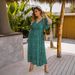 V-Neck Flowy Maxi Dress For Women, Elegant High Waist A-Line Long Summer Dress With Short Sleeves, Plus Size Boho Chic Dress_ecoleips.com