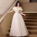 Women's Clothing One Shoulder Banquet Evening Dress Champagne Color High End Luxury Niche Adult Ceremony Graduation Host Dress_ecoleips.com