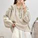 The New Spring Collection Features A V-Neck Semi-Open Cardigan With Buttons, Featuring Vintage-Style Embroidery And A Li_ecoleips.com