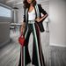 Women's Clothing Striped Color Matching Casual Suit Jacket_ecoleips.com
