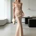 Fashion Backless Pleated A-line Dress Strapless Lace Patchwork Party Dress Sexy Hollow Out Backless High Waist Women Long Dress_ecoleips.com