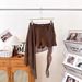 Women's High-Waisted Patchwork Ribbon Shorts Maillard Style Brown Slimming Casual Hot Pants for Autumn Winter Versatile_ecoleips.com