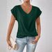 2025 Popular Solid Color V-neck T-shirt Elegant Short-sleeved Top Spring And Summer Women's Clothing_ecoleips.com