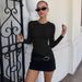 European And American Best-Selling Women's Clothing 2025 Summer New Fashion Slim Fit Round Neck Long Sleeve Asymmetrical_ecoleips.com