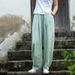 Suitable For All Seasons French Style Cotton Women's Plus Size Slimming Linen Wide Leg Fashion Loose Straight Long Pants For Women_ecoleips.com