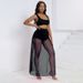 Fashion Sexy Women's New Vest Shorts Three-Piece Beach Sheer Pleated Mesh Skirt Set_ecoleips.com