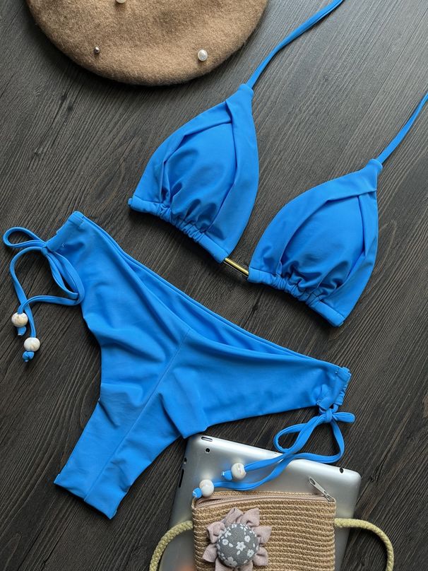 Women's Clothing Solid Color High-Waist Bikini Set – Stretchy & Supportive Swimwear For Women_ecoleips.com