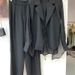 Women's Clothing High grade sun proof suit in summer chiffon splicing two piece jacket, high waist wide leg trousers, two piece suit_ecoleips.com