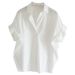 Women's Clothing Retro Short Sleeved Shirt Summer All Match White Shirt Loose Bat Sleeve Collar Top_ecoleips.com