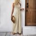 K New Simple Vacation Slimming Over-the-shoulder Solid Wide-leg Bodysuit_ecoleips.com