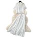 Pink Openwork Lace Two Piece Set for Women Short Sleeved Sophisticated High Waisted Slimming Summer Resort Style Commuting Suit_ecoleips.com
