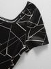 Women Dress Square Neck Short Sleeve Geometric Print Bodycon Mini Dress Sleek Spring Summer Chic Party Club Night Out Flattering_ecoleips.com