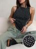 100% Cotton Solid Color Women Washed Vest Y2K Casual Tank Top Street Sleeveless Clothes Summer Rhinestone Craft Sportswear_ecoleips.com
