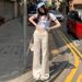 Wholesale White Low-waist Flared Jeans With Round Pocket Design For Women, Spring/summer Slim-fit Stretch Straight-leg_ecoleips.com