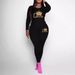 CT00060 Women's Gradient Crown Queen Casual Sleeve Long Pants Print Two-Piece Set_ecoleips.com