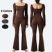 3-Color Seamless Yoga Jumpsuit – High-Waisted Bootcut Leggings For Women (Coffee/Black/Gray, S-L) – Butt-Lifting & Breathable_ecoleips.com