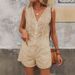 Women's Clothing Solid Color Casual V Neck Vest Button Shorts Suit For Women_ecoleips.com