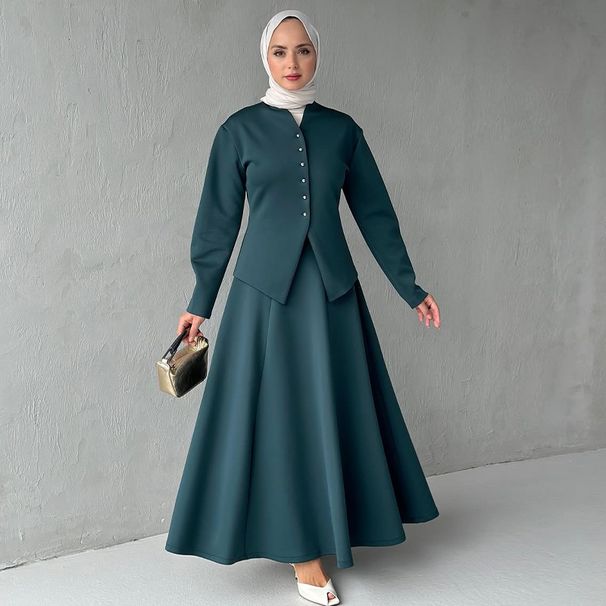Stylish & Comfortable Polyester Outfit For Work & Evening (Yellow, Peacock Green, Coffee, Black, Navy Blue)_ecoleips.com