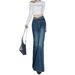 Women's Rhinestone Flared Jeans With A Stylish Design, Slimming, Casual, Versatile, Stretchy, Floor-length Pants_ecoleips.com