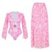 Women's Clothing Summer New Spring One Piece Swimsuit Travel Vacation Set Long Sleeve Shell Printed Swimsuit Women's Long Dress_ecoleips.com
