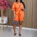 Women's Clothing Fashion Suits Solid Color Shirts And Shorts Short Sleeved Suits_ecoleips.com