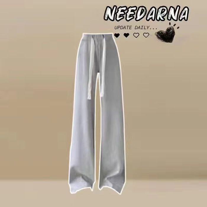 Women's Casual Two Piece Set Spring Autumn Loose Slimming Faux Two-Piece Hooded Sweatshirt High-Waisted Straight-Leg Pants_ecoleips.com