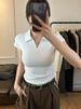 Cotton Summer Sexy Women's T Shirt Skinny Slim Basic Solid Crop Top Short Sleeve Polo TShirtCasual Top Tee For Women_ecoleips.com