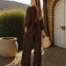 Women's Spring/Summer Cotton Linen Set Backless Shirt Wide Leg Pants Two Piece Casual Comfortable Breathable European American Style_ecoleips.com