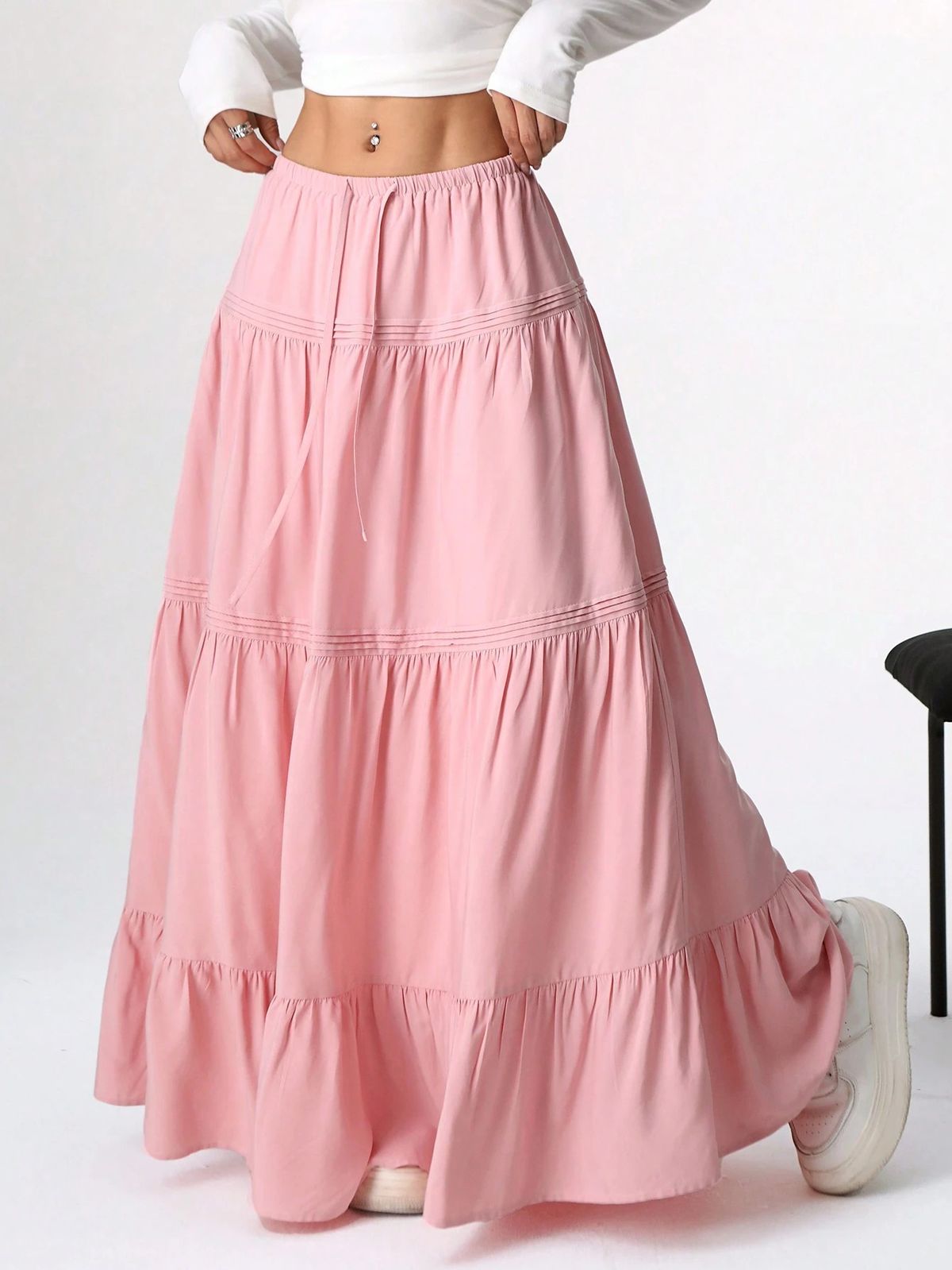 Women's Clothing White Skirt Spring And Summer New Women's Casual Daily Cake Skirt_ecoleips.com