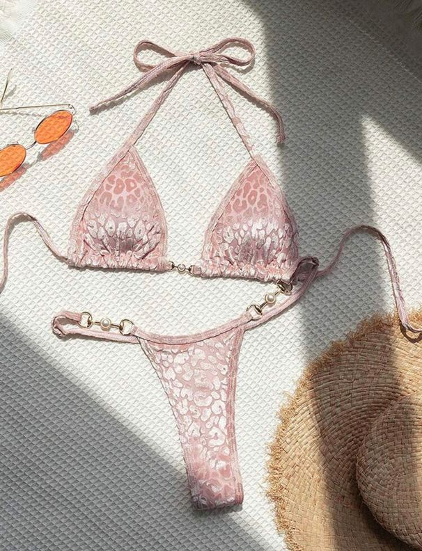 Women’s Clothing New Sexy T Shaped Pearl Leopard Print Special Fabric Swimsuit Swimsuit Bikini Bikini_ecoleips.com
