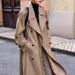 Classic Double-Breasted Trench Coat For Women - Mid-Length Tailored Jacket With Notched Lapel, Structured Silhouette & Functional Pockets_ecoleips.com