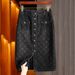 Women's Clothing Love jacquard fashionable denim skirt for women spring and summer new casual versatile design slit hip skirt_ecoleips.com