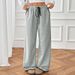 "Casual Drawstring Wide-Leg Pants – Elastic Waist Straight Trousers For Women (S-XL, Polyester, Grey)"_ecoleips.com