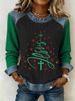 New Women's 3D Printed Denim Crew Neck Sweatshirt Loose Fit Fashion_ecoleips.com