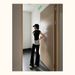 Aria Basics 2025 New Style Cuffed Low Waist Flared Women's Hot Summer Thin American High Street Wide Leg Long Pants_ecoleips.com