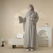 Muslim Olive Branch Embroidery Women's Long Robe Set With Headscarf And Belt Loose Casual Clothing_ecoleips.com