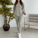 Women's European American Style Solid Color round Neck Long Sleeve Pant Set Casual Two Piece Top And Trousers Spring Autumn_ecoleips.com