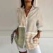 2026 Cross-Border Best-Seller 3D Color Block Print Pattern Autumn Casual Loose Shirt For Women, European And American_ecoleips.com