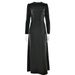 Women Classy Slim‑Fit Evening Maxi Dress, Long Sleeve Design, Waist Tie & Gathered Ruched Detail For Formal Occasions_ecoleips.com